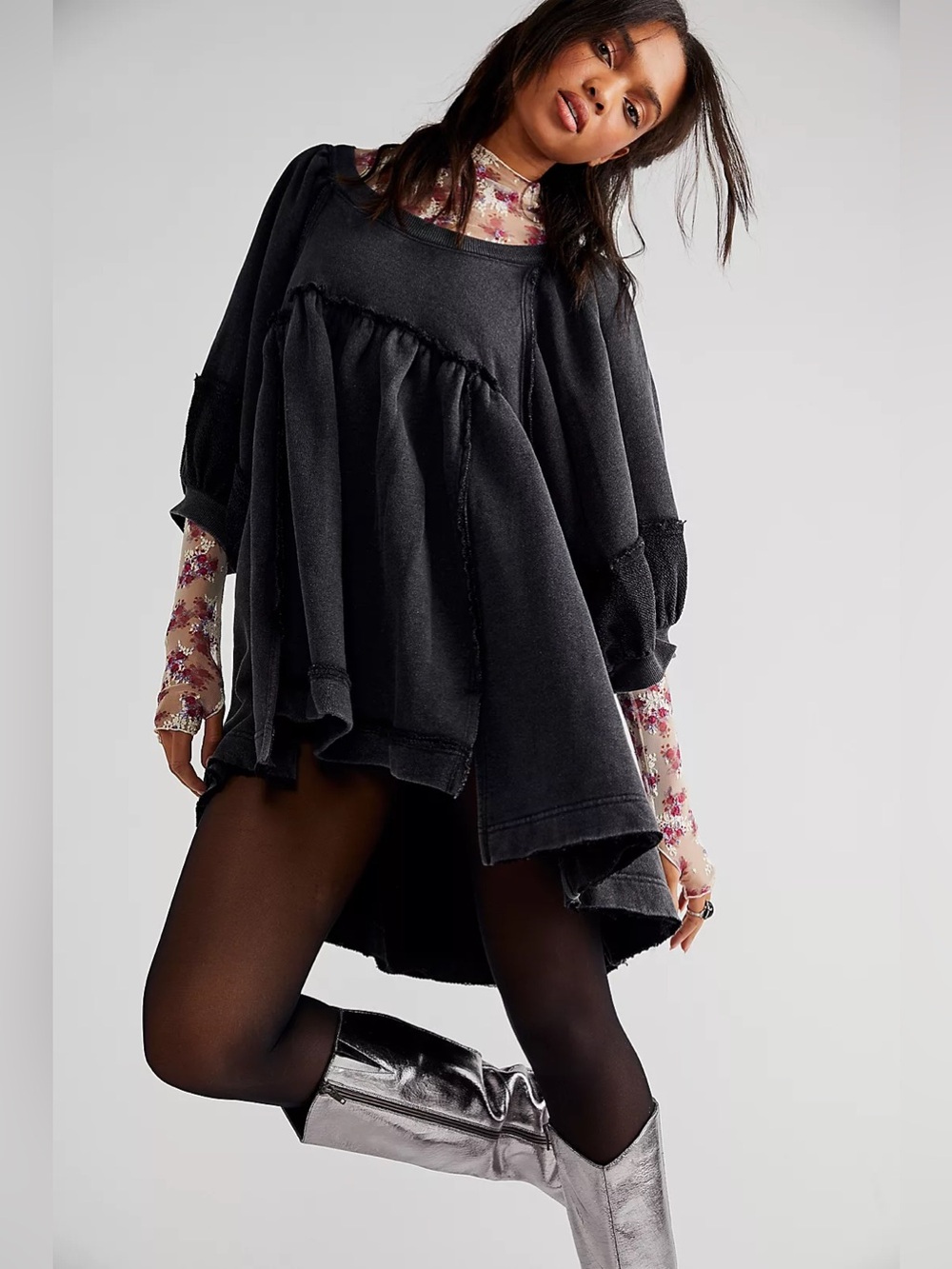 Free People Sunchild Babydoll Tunic Size Small (very oversized)